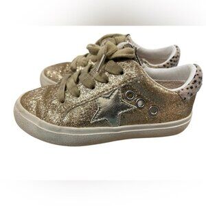 Vintage Havana Gold Glitter Sneakers W/ Star & Leopard Heel Detail